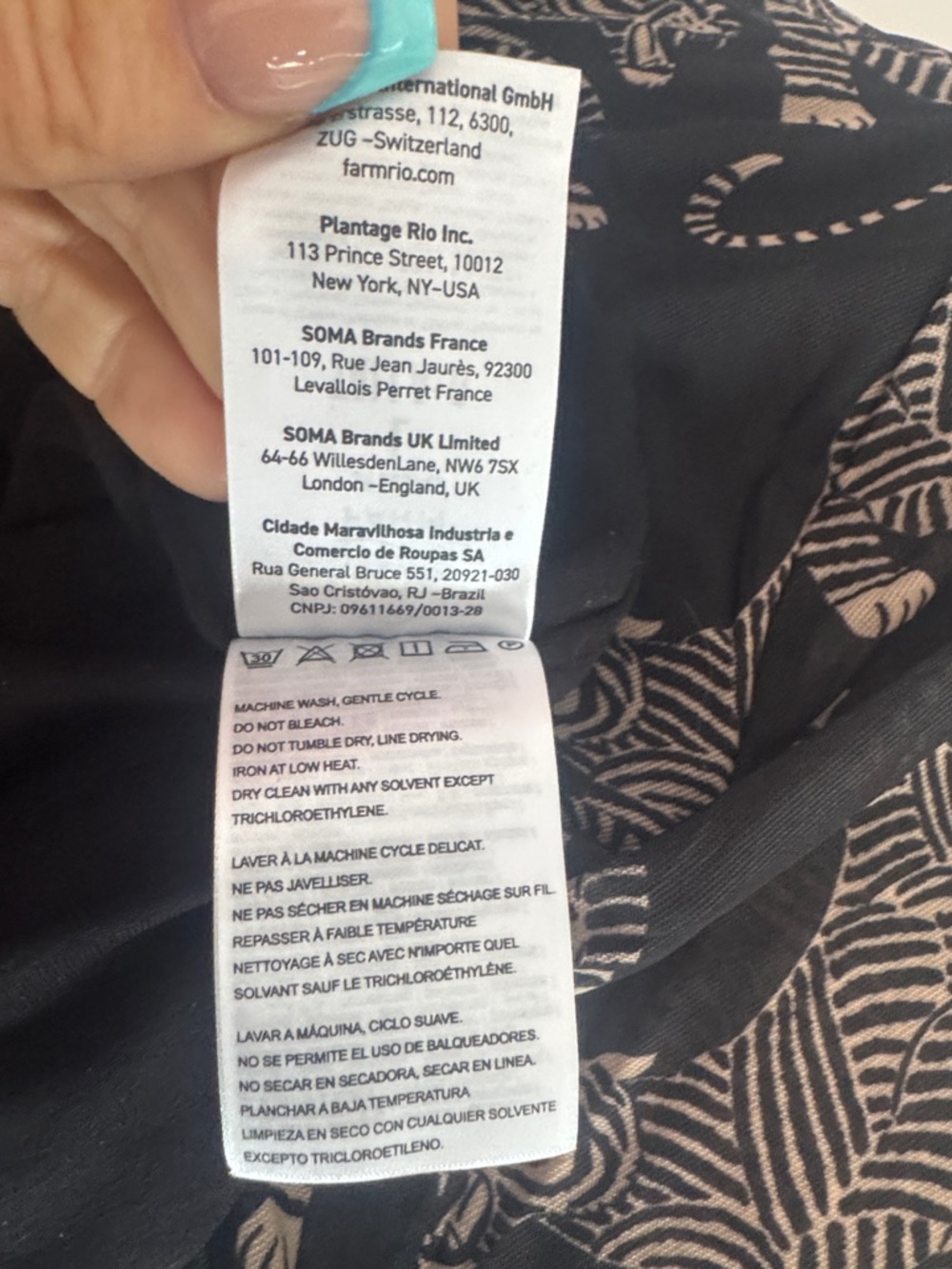 FARM Rio Black Blouse with Cream Tiger Print - Picture 5 of 5